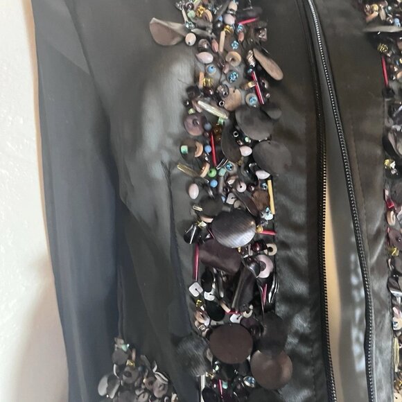 The Vanessa Arantes Black Sheer Evening Jacket with Sequin Detail in size XS is - Picture 2 of 2